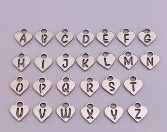 Herzform Buchstabe Alphabet Charm Anhänger Edelstahl