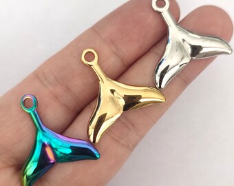 Mermaid Tail Charm Rainbow Metal Stainless Steel