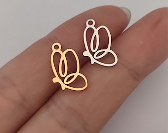 Pusty wisiorek motylkowy ze stali nierdzewnej platerowanej złotem