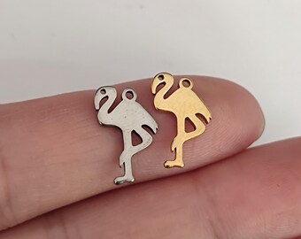 Small Flamingo Charm - Stainless Steel Bird Pendant