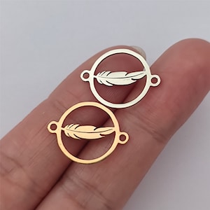 Feather Charm Stainless Steel For Necklace Bracelet