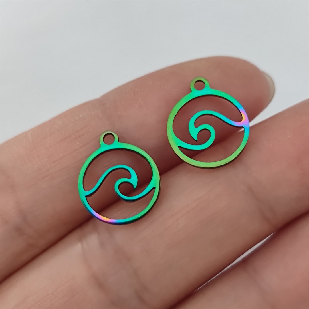 Rolling Waves Charms - Stainless Steel - 10 pack