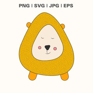 Cute Lion Clipart in four different formats PNG, JPG, SVG, eps