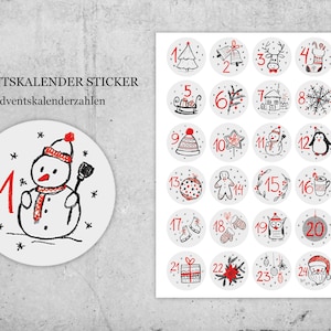 Weihnachtssticker Set – Adventskalender | Festliche Sticker für Geschenke | Weihnachtsdeko | Weihnachtsaufkleber zum Basteln, DIY und Planer
