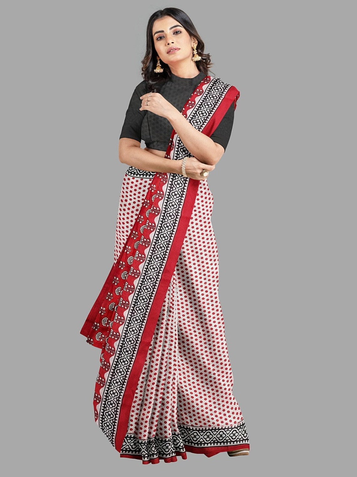 Beautifull Jaipur Cotton Saree For Women Cotton Sari Printed Etsy