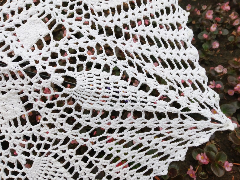 Crochet Umbrella -Bridal Romantic Victorian Photo Session Sunshade Summer Elegant Lace Natural Cotton Wedding White Parasole