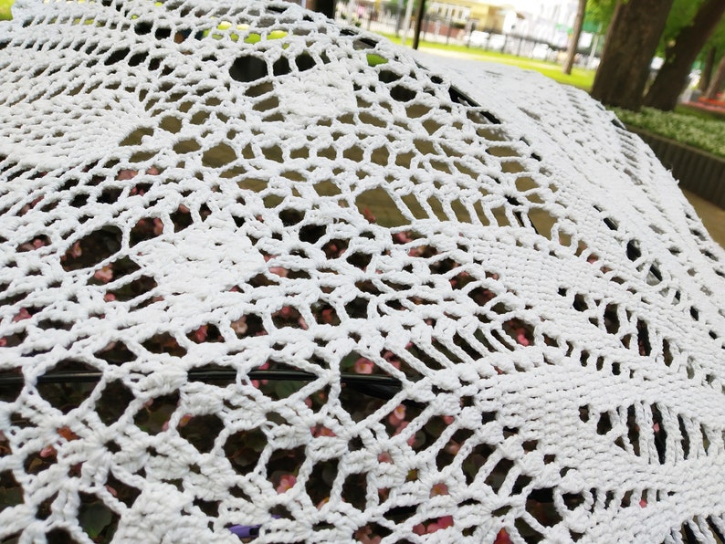 Crochet Umbrella -Bridal Romantic Victorian Photo Session Sunshade Summer Elegant Lace Natural Cotton Wedding White Parasole