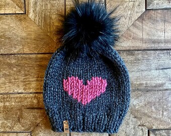 ADULT Chunky Faux Fur Pom Hat/Knitted Beanie/knit hat/Warm Winter Hat/Cute Women's Gift/Girlfriend Gift/