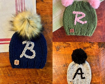 Custom Momogram Beanie/Childrens custom letter beanie/custom birthday gift/custom baby shower beanie
