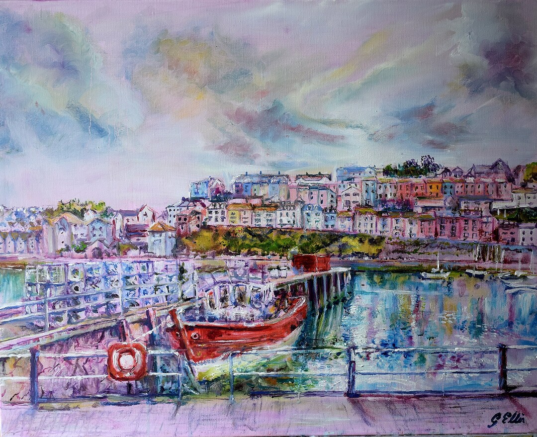 Fine Art, Original Landscape Oil Painting of Brixham Harbour 16"x20 ...