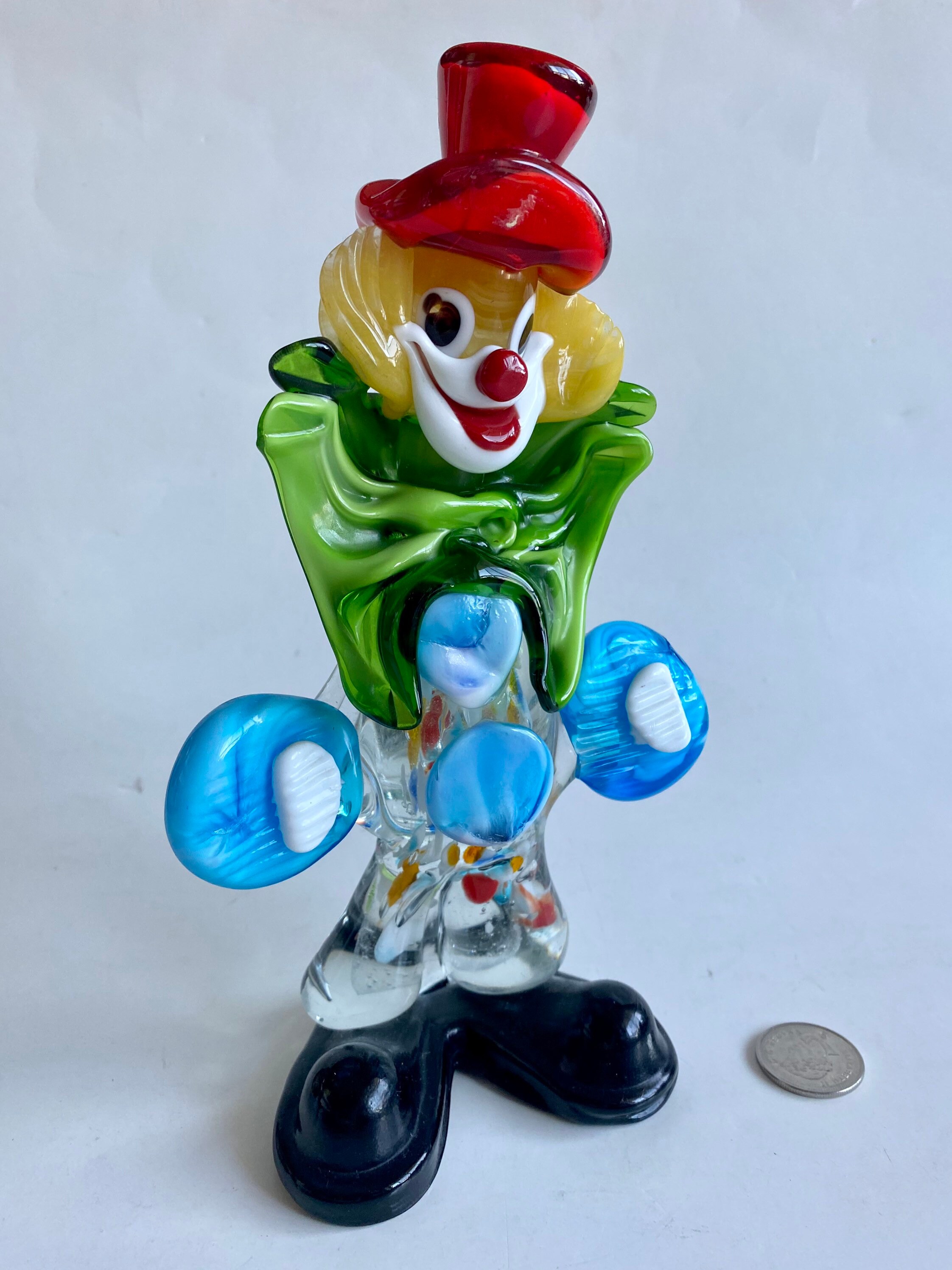 Vintage Authentic Murano Glass Clown Sculpture, Italian Glassware Clown