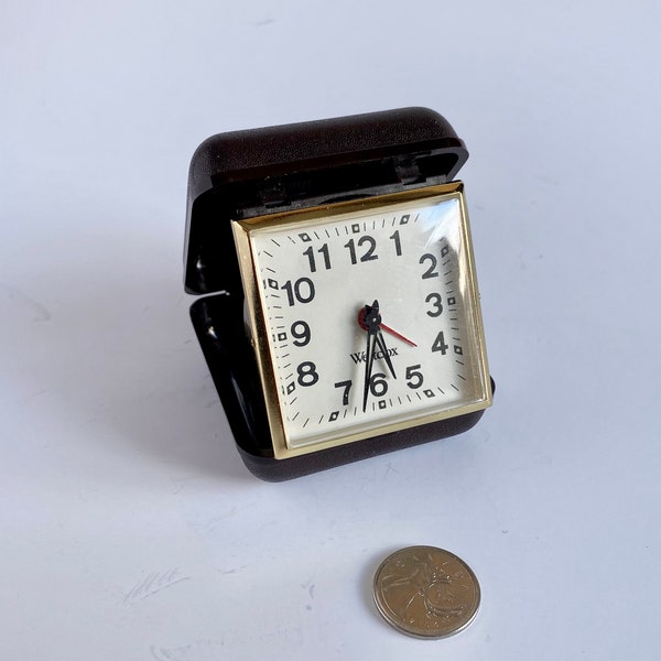 Vintage Travel Alarm Clock, Vintage Westclox, Portable Alarm Clock, Wind Up Alarm Clock, Hard Case Alarm Clock, Travel Size Alarm Clock