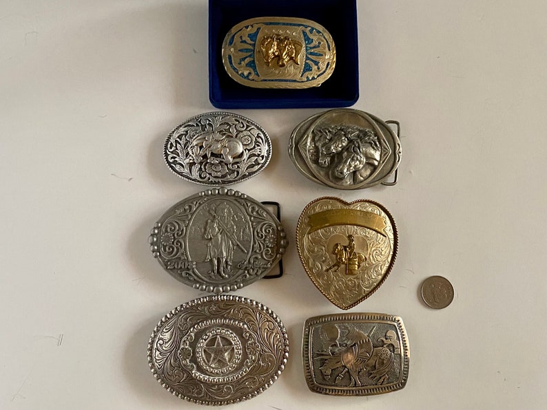 Vintage Collectible Belt Buckles, Native American Buckle, Pewter Horses
