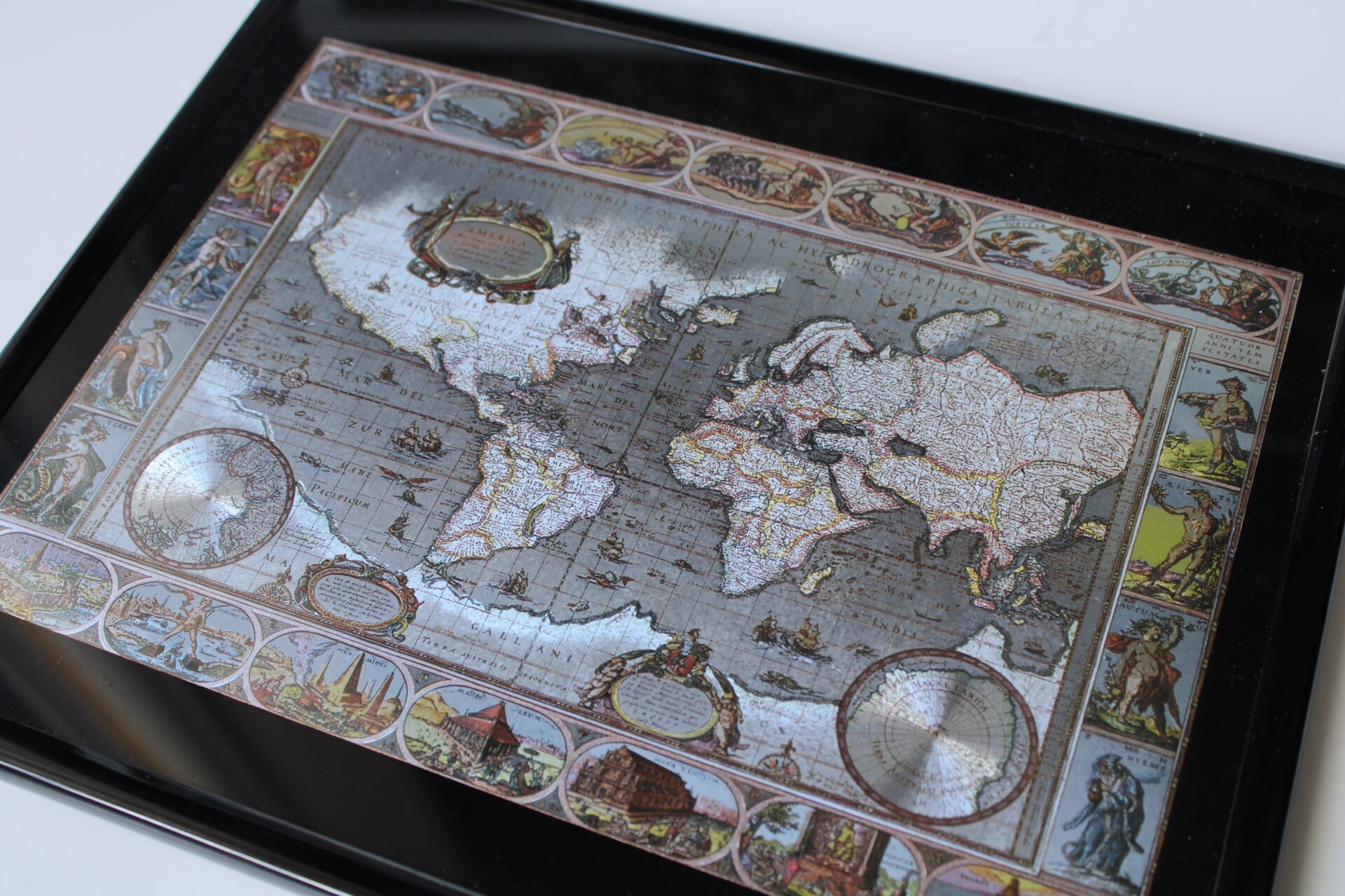 Vintage World Map, Old World Map, Vintage Foil Wall Art, Vintage