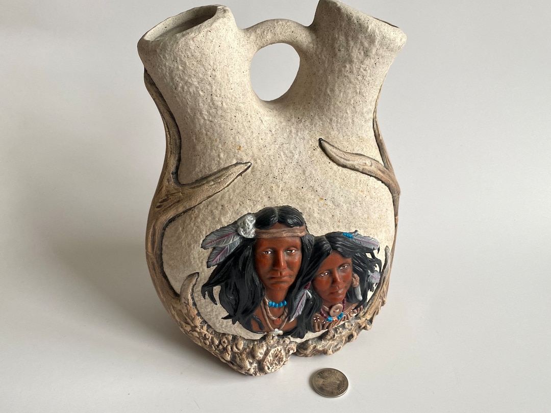 Vintage Native American Wedding Vase, Indigenous Pottery, Native