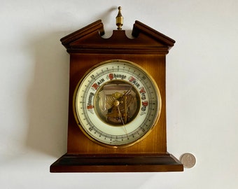 Marine Cased Barometer for Repair, Selsi Stand Up Barometer, 1950s Barometer, West Germany Barometer, Solid Wood Barometer, Porcelain Faced