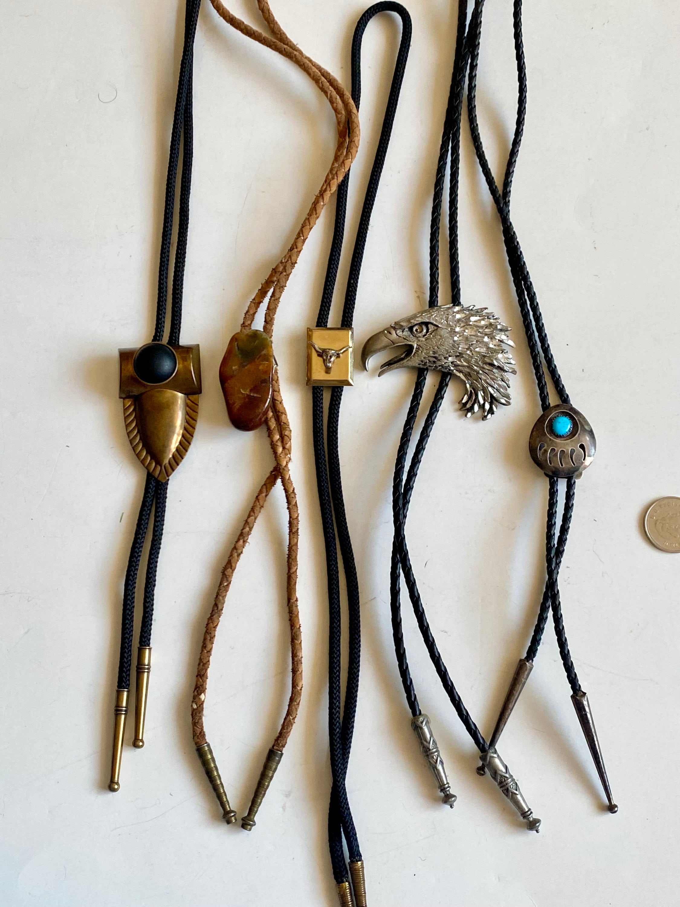 Brushed leather bolo tie