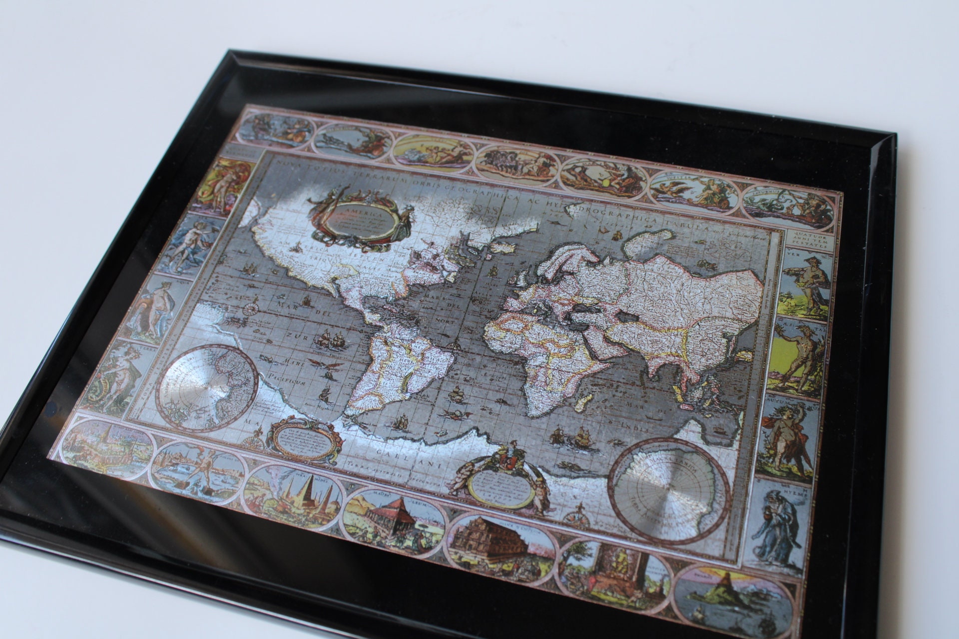 Vintage World Map, Old World Map, Vintage Foil Wall Art, Vintage