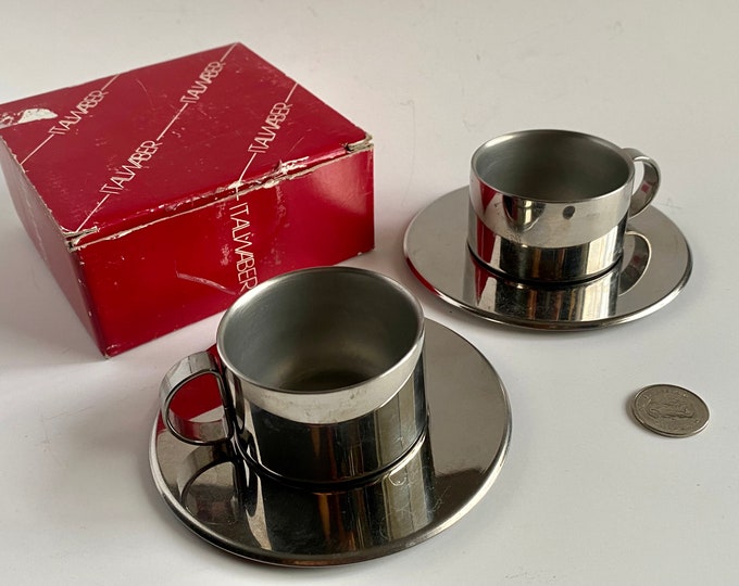 Brand New Italian Espresso Cups, Italwaber Tea Coffee Cups, Stainless
