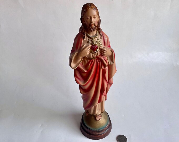 Vintage Jesus Sacred Heart Statue, 12 Jesus Statue, Vintage Jesus