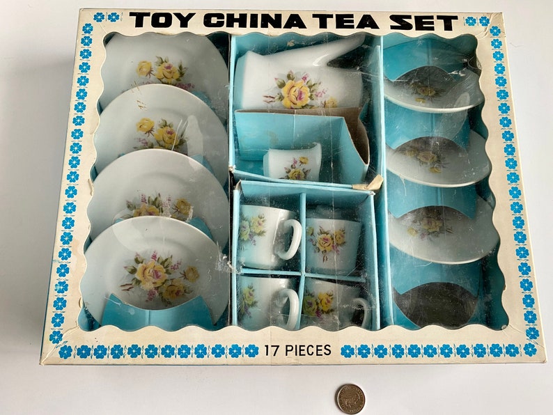 Vintage Toy China Tea Set , Doll Tea Party Mini Tea Set