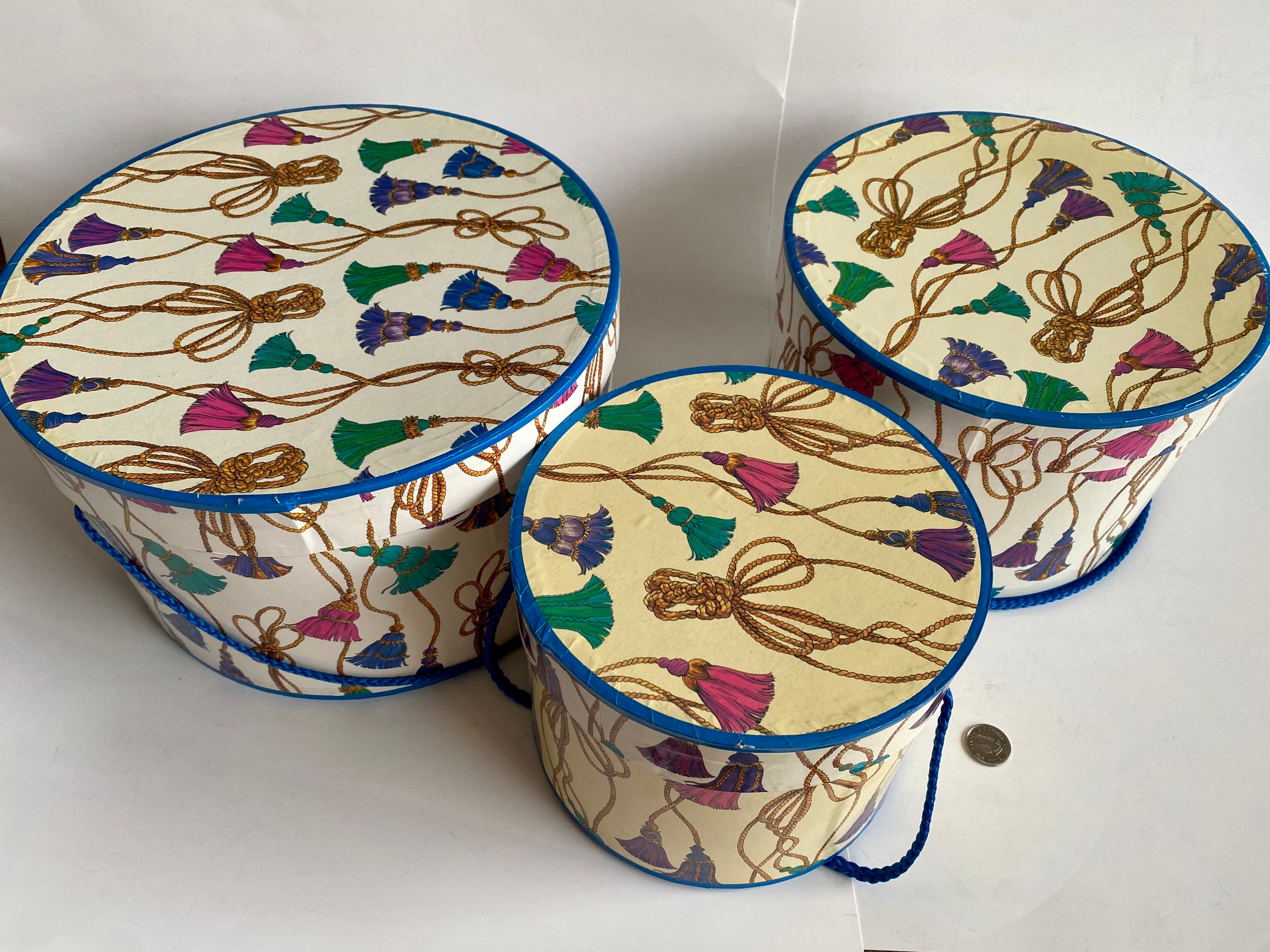 Paper Hat Box Set Vintage Hat Storage Box Round Paper Hat Etsy