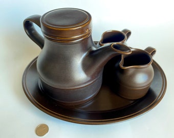 Vintage Kiln Craft Teapot Set, Ceramic Mid Century English Tea Pot Creamer, Ceramic Staffordshire Potteries, 1970s Mid Century Tableware