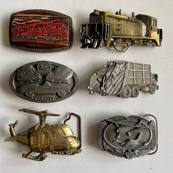 Vintage Belt Buckle, Vehicles Theme Buckles, Siskiyou Buckles, Trains Buckles, Airplanes Helicopter Buckle, Garbage Truck Race Cars Buckles