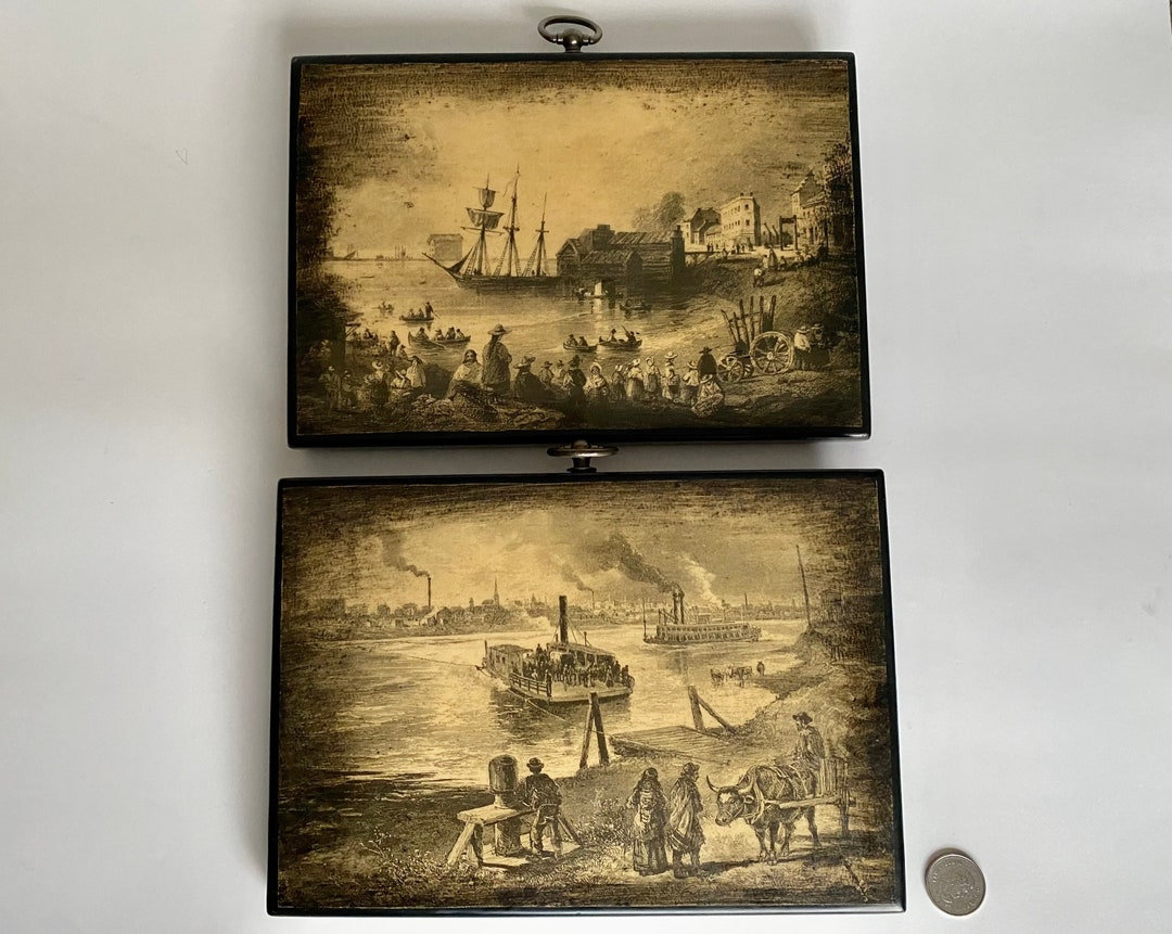 Vintage Lithograph Print, Canadian Harbour Art, Vintage Canadian Art