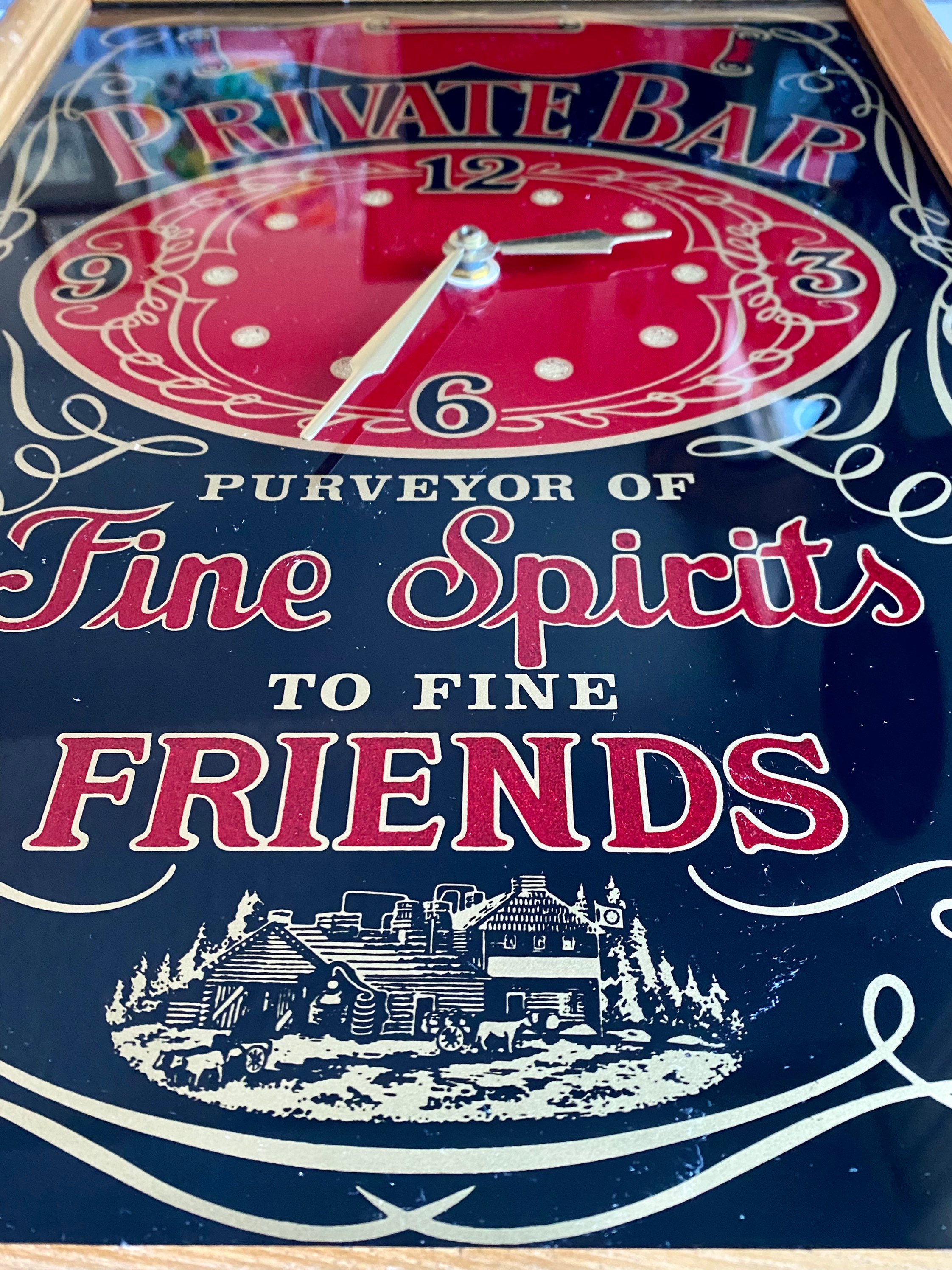 Vintage Bar Sign Clock, Private Bar Sign W/ Clock, Bar Decor Clock, Lounge Decor, Pub Decor