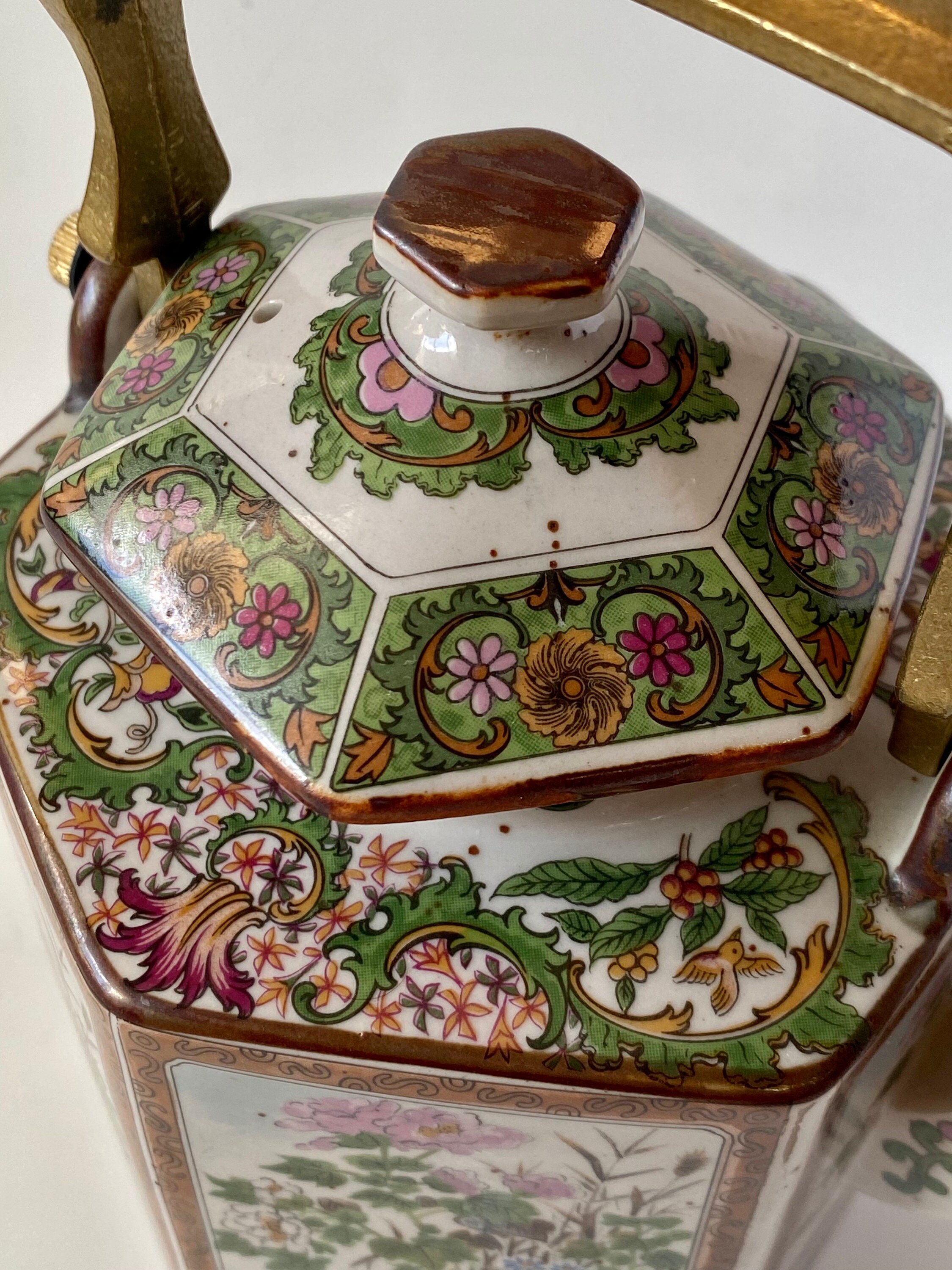 Vintage Noritake Hexagon Shape Tea Pot, Imperial Garden Vintage Noritake Hexagon Shape Tea Pot, Imperial Garden