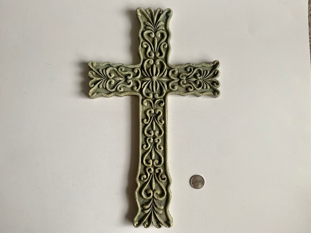 Vintage Wall Cross, Vintage Cross Wall Plaque, Large Cross Wall Hanging