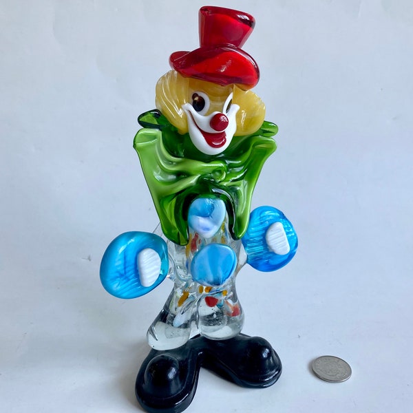 Vintage Authentic Murano Glass Clown Sculpture, Italian Glassware Clown Sculpture, 1960s 1970s Murano Glass Art, Glass Clown