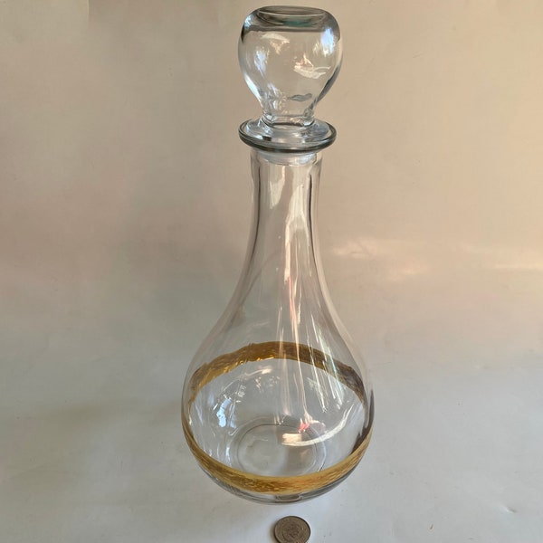 Vintage Italian Glassware, Italian Glass Decanter, Midcentury Italian Glassware Carafe, Vintage Clear Glass Decanter, Midcentury Barware