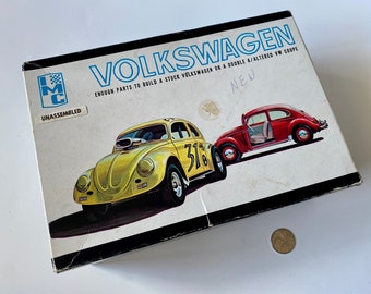 Maquette VW de course à l'échelle 1/25, kit de voiture miniature IMC 114-200 vintage Volkswagen VW coupé Beetle Bug, kit de modèle de voiture de collection, kit de modèle de voiture des années 1960