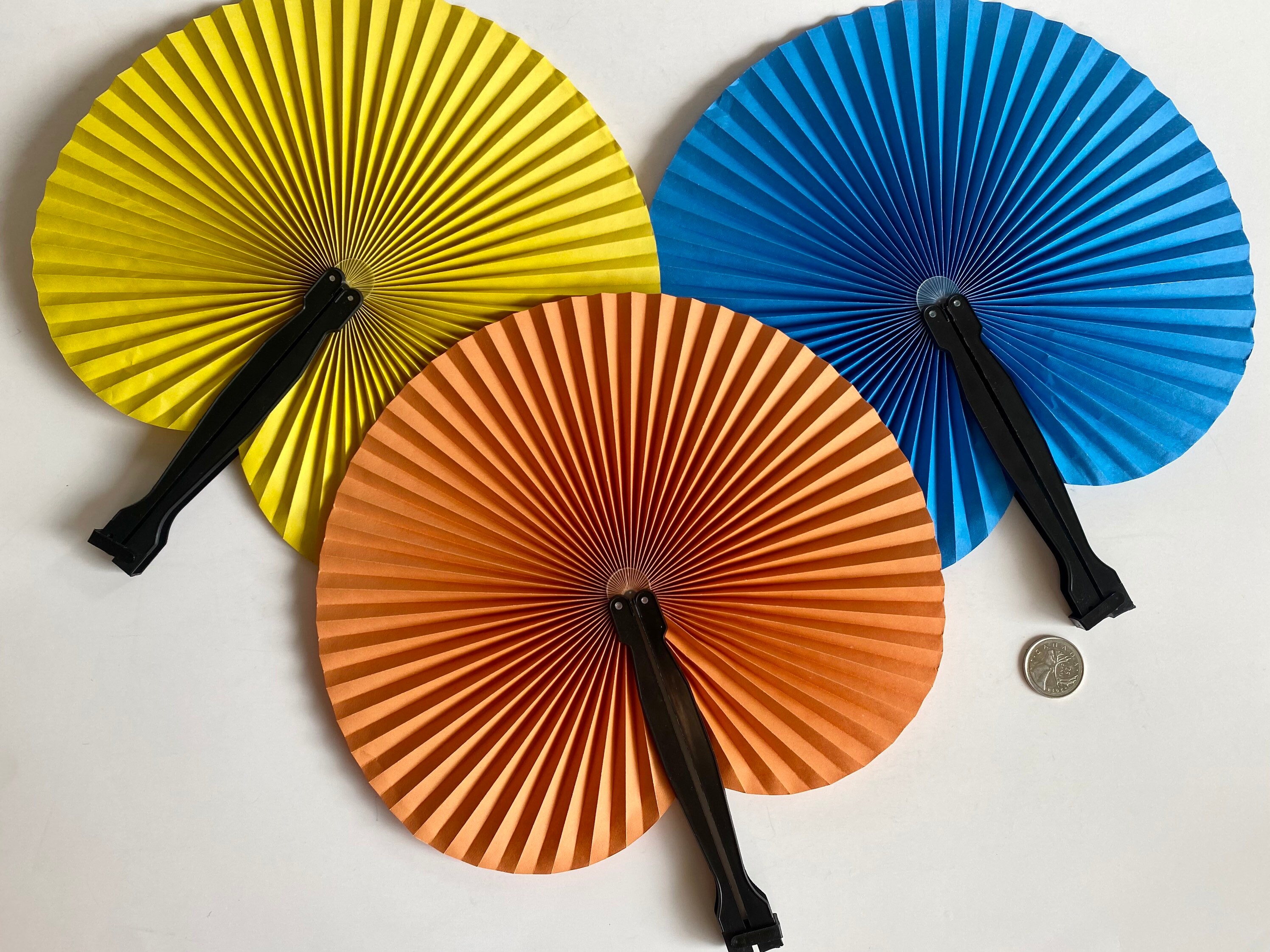 Set of Traditional Chinese Round Paper Fans Yellow Orange Etsy