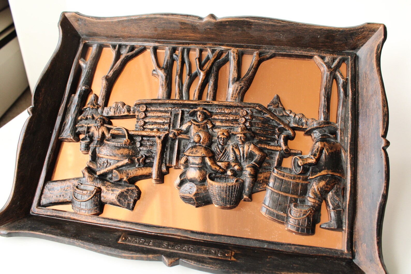 Vintage Copper Art, Coppercraft Guild Wall Art, Maple Sugar Time