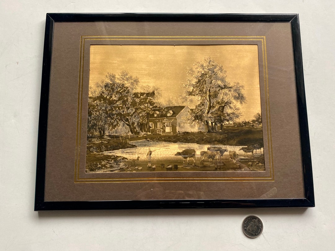 Vintage Foil Art Print Holographic Wall Art Gold Grey Foil Etsy