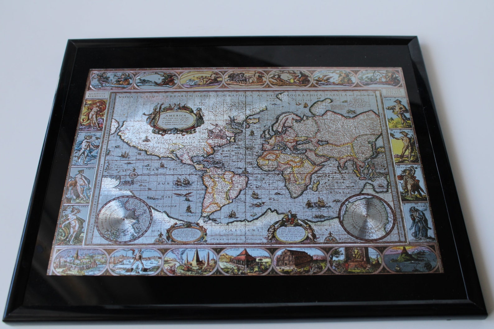 Vintage World Map, Old World Map, Vintage Foil Wall Art, Vintage