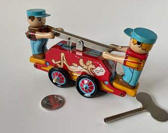 Vintage Railway Truck Wind Up Toy, Collectible Windup Toy w/ Key, Mechanical Railroad Cart, Collectible Tin Toy, Railway Themed Toy Gift