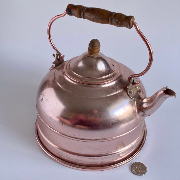 Vintage Pink Tea Pot, Copper Tea Kettle, Copper Tea Pot Made in Hong Kong, Rose Gold Copper Tea Kettle, Old Collectible Stovetop Tea Pot