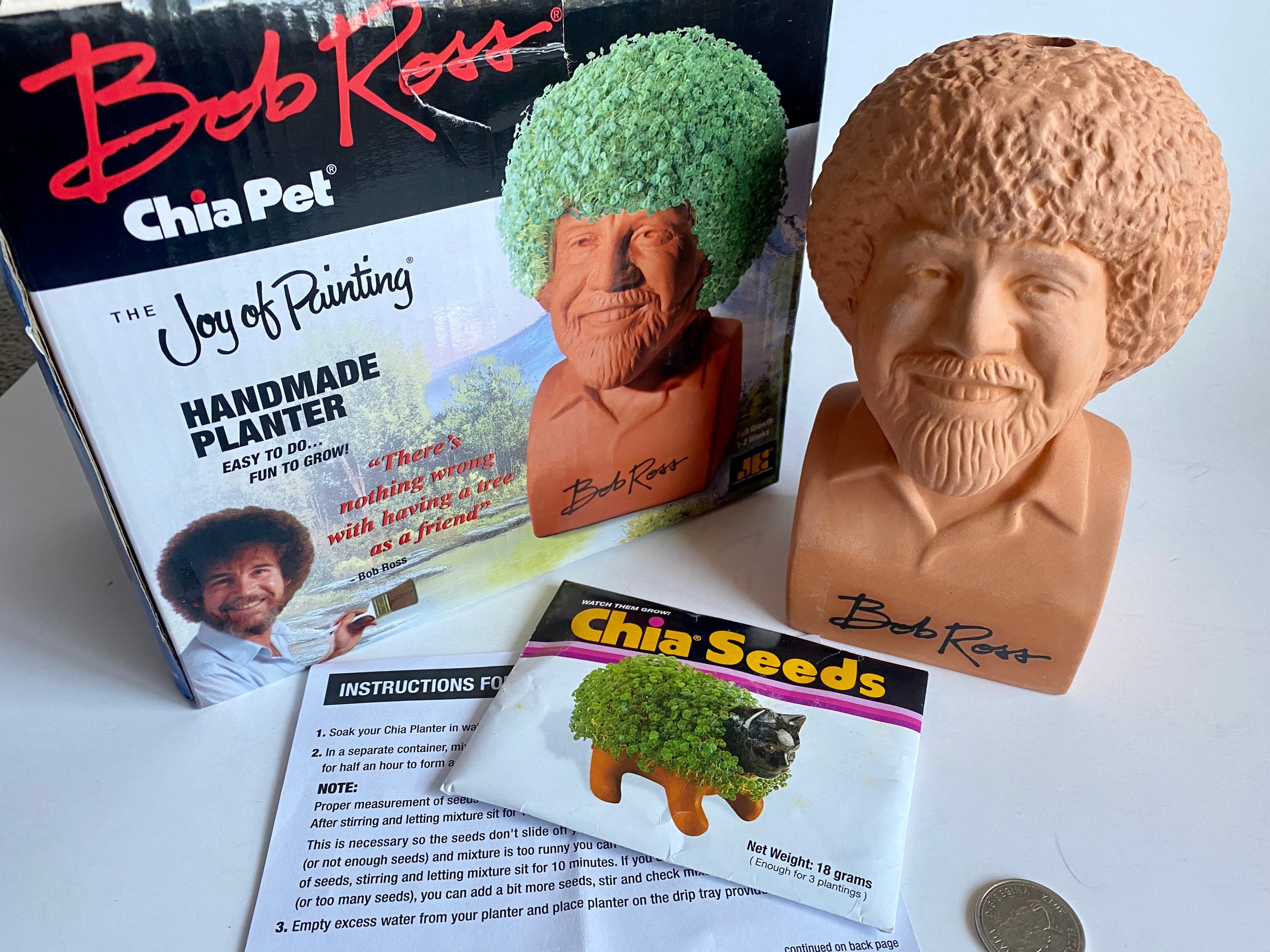 Bob Ross Chia Pet, Bob Ross Chia Planter Sculpture, Bob Ross Decorative  Pottery Planter, The Joy Of Painting Handmade Chia Seed Planter