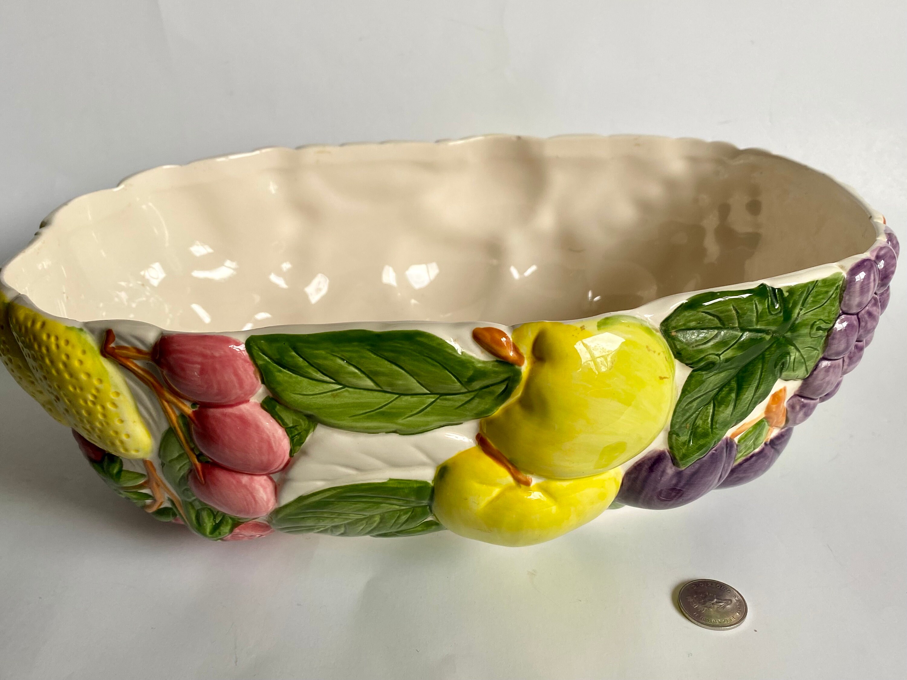 Vintage Fruit Du Jour by Shafford Fruit Bowl, Rare 1980s