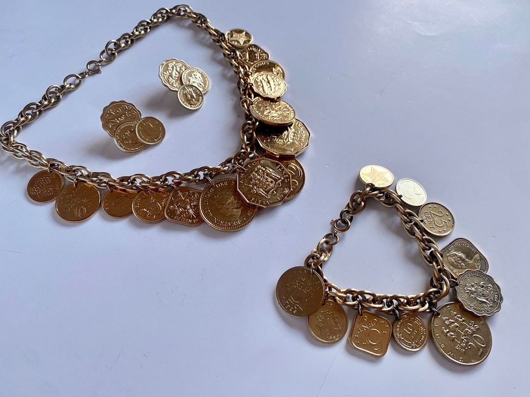 Vintage Franklin Mint Jewelry Set, Golden Caribbean 24K Yellow