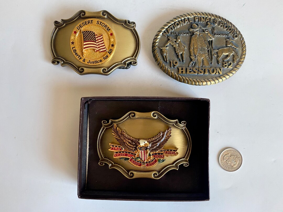 Vintage Collectible Belt Buckles, Right to Keep and Bear Arms Buckle