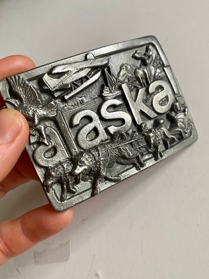 Vintage Collectible Belt Buckles, Alamo Belt Buckle, Alaska Buckle