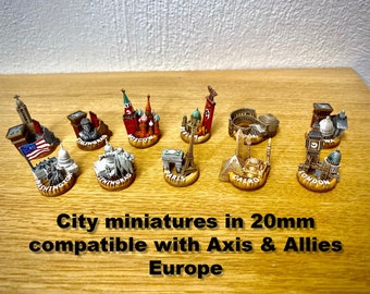 City miniature set compatible with Axis & Allies Europe 1940 (11 different pieces)