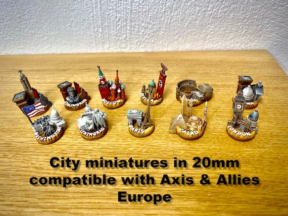 City miniature set compatible with Axis & Allies Europe 1940 (11 different pieces)