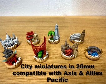 City miniature set compatible with Axis & Allies Pacific 1940 (8 different pieces)