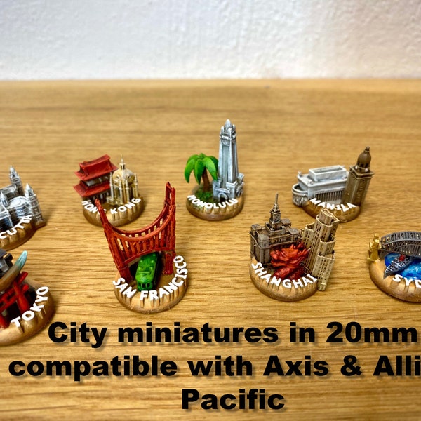 City miniature set compatible with Axis & Allies Pacific 1940 (8 different pieces)